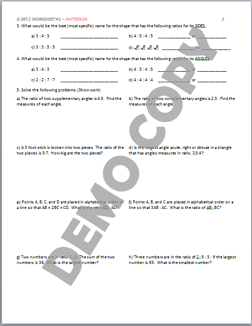 High School Geometry Common Core G SRT A 2 Define Similarity Activities Patterson