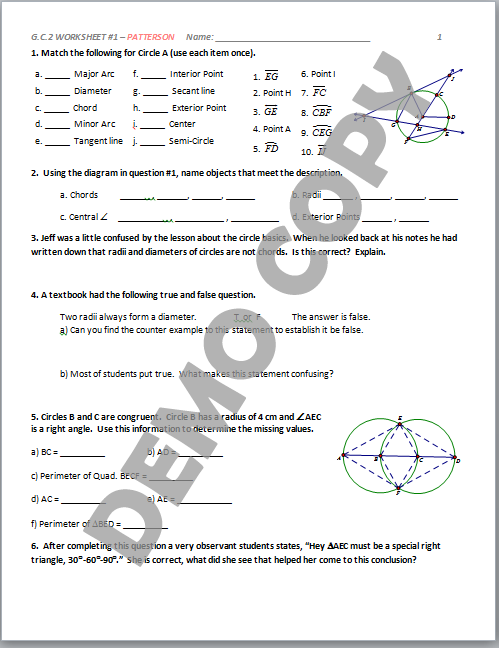 unit 10 circles homework 4 inscribed angles worksheet