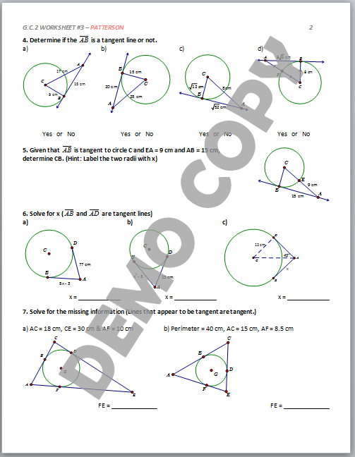 High School Geometry Common Core G C A 2 Circle Properties Patterson