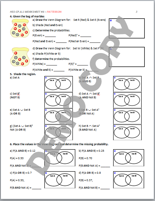 High School Geometry Common Core HSS CP A 1 Sample Spaces Venn 